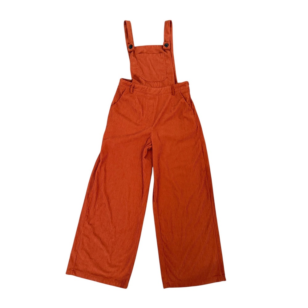 CIDER Corduroy Wide Leg Jumpsuit Overall Women M Orange Boho Hippie Cottage Core - Picture 3 of 10